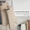 imageKITCHENAID Gourmet Series Gridlines Oven Mitts 2Pack Set Heat Resistant up to 600F Soft Silicone Grip Magnetic Cuff Matte Black 7quotx14quotMilkshake Tan