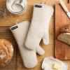 imageKITCHENAID Gourmet Series Gridlines Oven Mitts 2Pack Set Heat Resistant up to 600F Soft Silicone Grip Magnetic Cuff Matte Black 7quotx14quotMilkshake Tan