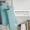 imageKITCHENAID Gourmet Series Gridlines Oven Mitts 2Pack Set Heat Resistant up to 600F Soft Silicone Grip Magnetic Cuff Matte Black 7quotx14quotMineral Water Aqua