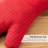 imageKITCHENAID Gourmet Series Gridlines Oven Mitts 2Pack Set Heat Resistant up to 600F Soft Silicone Grip Magnetic Cuff Matte Black 7quotx14quotPassion Red