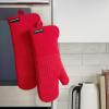 imageKITCHENAID Gourmet Series Gridlines Oven Mitts 2Pack Set Heat Resistant up to 600F Soft Silicone Grip Magnetic Cuff Matte Black 7quotx14quotPassion Red