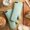 imageKITCHENAID Gourmet Series Gridlines Oven Mitts 2Pack Set Heat Resistant up to 600F Soft Silicone Grip Magnetic Cuff Matte Black 7quotx14quotPistachio Green