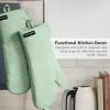 imageKITCHENAID Gourmet Series Gridlines Oven Mitts 2Pack Set Heat Resistant up to 600F Soft Silicone Grip Magnetic Cuff Matte Black 7quotx14quotPistachio Green