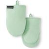imageKITCHENAID Gourmet Series Gridlines Mini Oven Mitts 2Pack Set Heat Resistant up to 600F Soft Silicone Grip Magnetic Cuff Blue Velvet 55quotx9quotPistachio Green