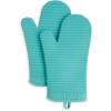 imageKITCHENAID Ribbed Soft Silicone Oven Mitt 2Pack Set 75quotx13quot Butter YellowAqua Sky