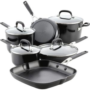 imageKitchenAid 84800 Hard Anodized Nonstick Cookware Pots and Pans Set 10 Piece  Onyx Black