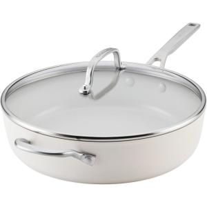 imageKitchenAid Hard Anodized Ceramic Induction Nonstick Cookware Frying PanSkillet with Lid Dishwasher Safe 1225 Inch Non Stick Fry Pan with Stainless Steel Handle  Porcelain WhitePorcelain