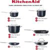 imageKitchenAid Hard Anodized Induction Nonstick Cookware Saute PanJumbo Cooker with Lid and Helper Handle Dishwasher Safe 5 Quart Non Stick Sauteuse with Stainless Steel Handles  Matte BlackCookware Set 10 Piece