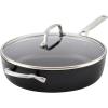 imageKitchenAid Hard Anodized Induction Nonstick Cookware Saute PanJumbo Cooker with Lid and Helper Handle Dishwasher Safe 5 Quart Non Stick Sauteuse with Stainless Steel Handles  Matte BlackSaute Pan 5 Quart