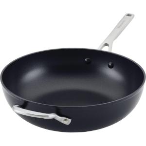 imageKitchenAid Hard Anodized Induction Nonstick Cookware Saute PanJumbo Cooker with Lid and Helper Handle Dishwasher Safe 5 Quart Non Stick Sauteuse with Stainless Steel Handles  Matte BlackWok 1225