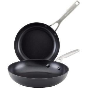 imageKitchenAid Hard Anodized Induction Nonstick Cookware Saute PanJumbo Cooker with Lid and Helper Handle Dishwasher Safe 5 Quart Non Stick Sauteuse with Stainless Steel Handles  Matte BlackSkillets 825  10