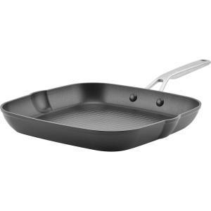 imageKitchenAid Hard Anodized Induction Nonstick Cookware Saute PanJumbo Cooker with Lid and Helper Handle Dishwasher Safe 5 Quart Non Stick Sauteuse with Stainless Steel Handles  Matte BlackGrill Pan 1125