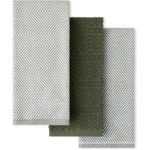 image:imageKitchenAid Evergreen Design Series Heavyweight Textured Oversized Kitchen Towels 3Pack Set Absorbent 100 Cotton DualPurpose Deep Forest Green 18x28