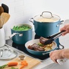 image:imageKitchenAid Hard Anodized Ceramic Nonstick Pots and Pans Set with Saucepans Frying Pans Stockpot and Lids 10 Piece Non Stick Cookware Set with Stainless Steel Handles  Porcelain WhiteAgave