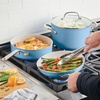 image:imageKitchenAid Hard Anodized Ceramic Nonstick Pots and Pans Set with Saucepans Frying Pans Stockpot and Lids 10 Piece Non Stick Cookware Set with Stainless Steel Handles  Porcelain WhiteBlue Velvet