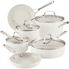 image:imageKitchenAid Hard Anodized Ceramic Nonstick Pots and Pans Set with Saucepans Frying Pans Stockpot and Lids 10 Piece Non Stick Cookware Set with Stainless Steel Handles  Porcelain WhiteWhite