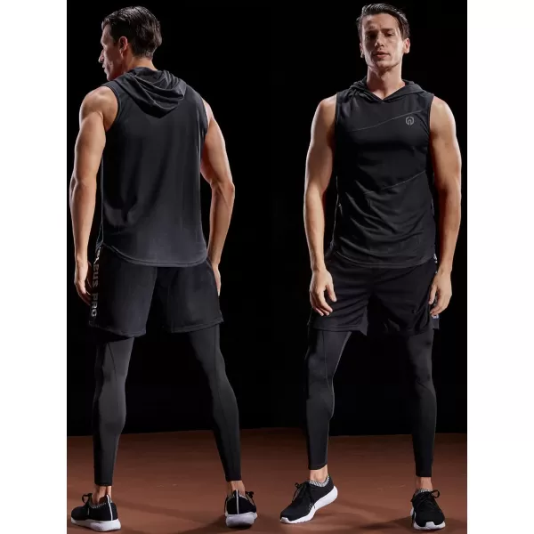 NELEUS Dry Fit Workout Athletic Muscle Tank with Hoods Pack of 3