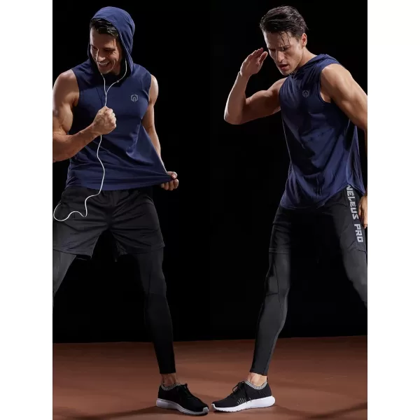 NELEUS Dry Fit Workout Athletic Muscle Tank with Hoods Pack of 3