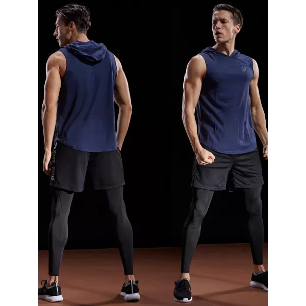 NELEUS Dry Fit Workout Athletic Muscle Tank with Hoods Pack of 3