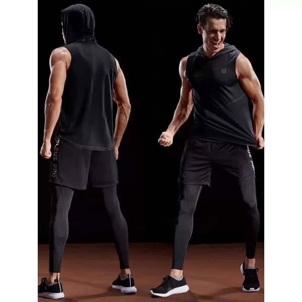 NELEUS Dry Fit Workout Athletic Muscle Tank with Hoods Pack of 3