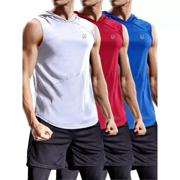 NELEUS Dry Fit Workout Athletic Muscle Tank with Hoods Pack of 3