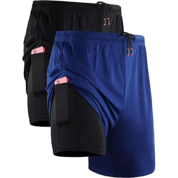 NELEUS Men's 2 in 1 Running Shorts with Liner,Dry Fit Workout Shorts with Pockets