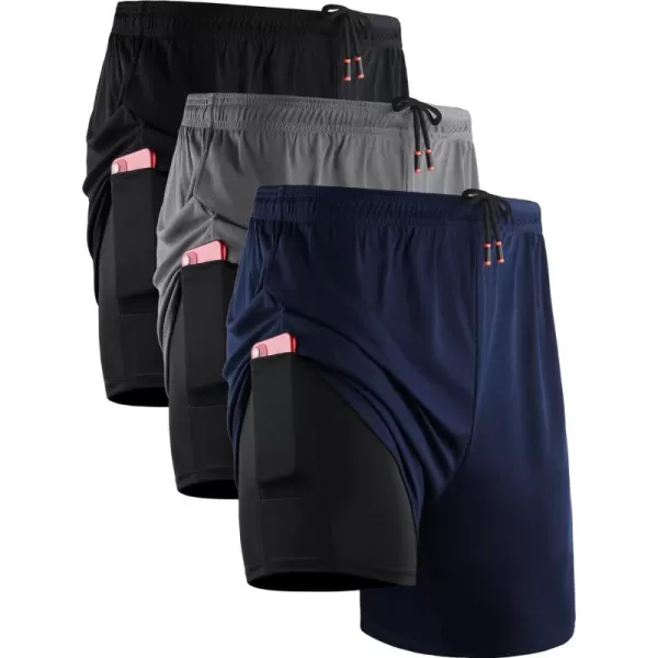 NELEUS Men's 2 in 1 Running Shorts with Liner,Dry Fit Workout Shorts with Pockets