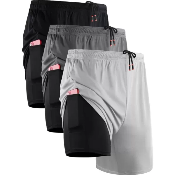 NELEUS Men's 2 in 1 Running Shorts with Liner,Dry Fit Workout Shorts with Pockets