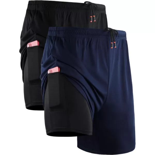 NELEUS Men's 2 in 1 Running Shorts with Liner,Dry Fit Workout Shorts with Pockets