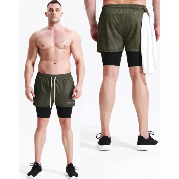NELEUS Men's 2 in 1 Running Shorts with Liner,Dry Fit Workout Shorts with Pockets