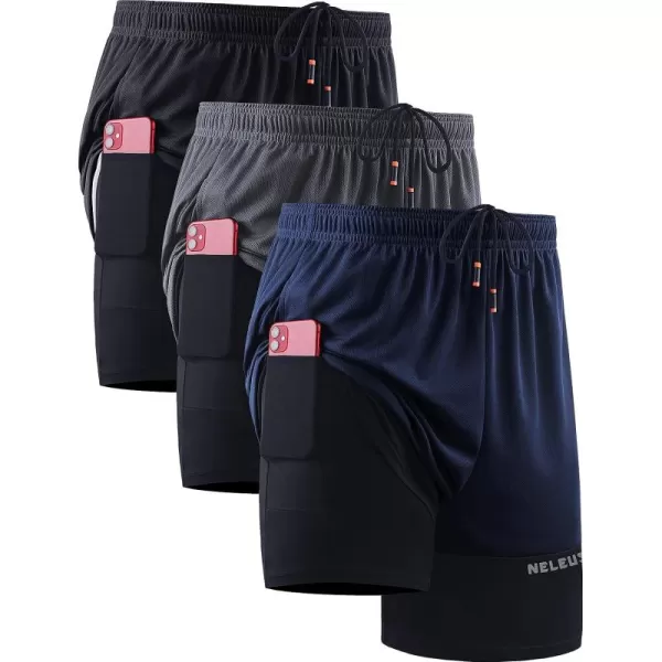 6094 Black/Grey/Navy Blue,3 Pack