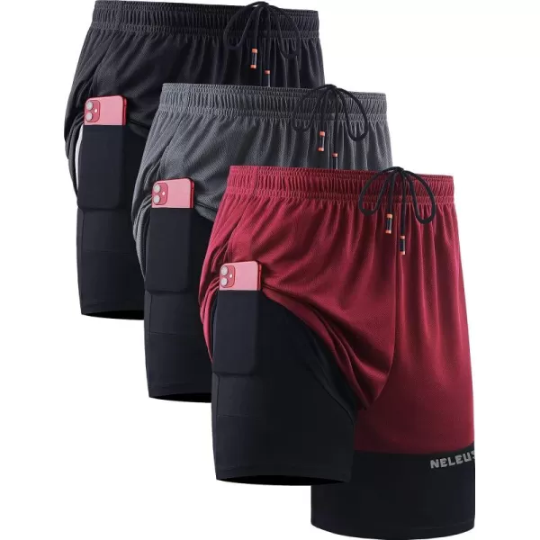 6094 Black/Grey/Red,3 Pack