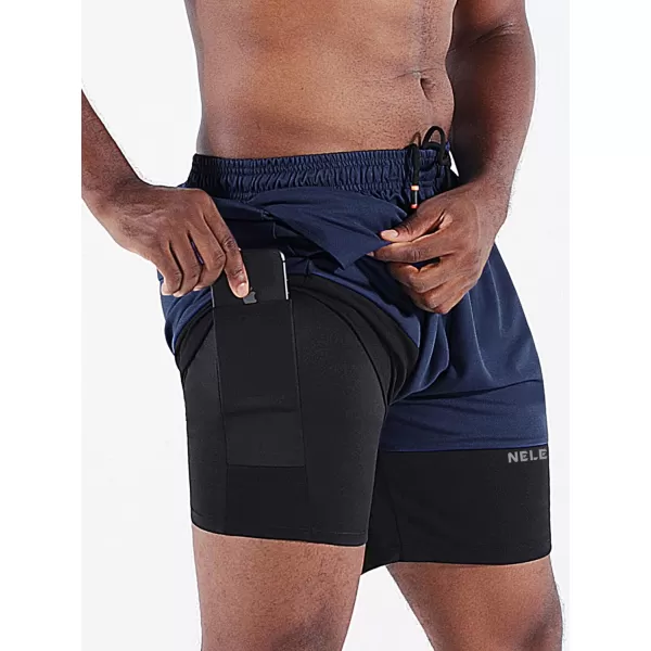 NELEUS Men's 2 in 1 Running Shorts with Liner,Dry Fit Workout Shorts with Pockets