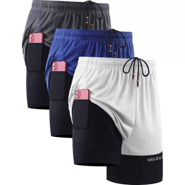 6094 White/Grey/Blue,3 Pack