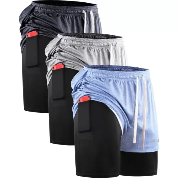 6071 Dark Grey(black),light Grey,light Blue,3 Pack