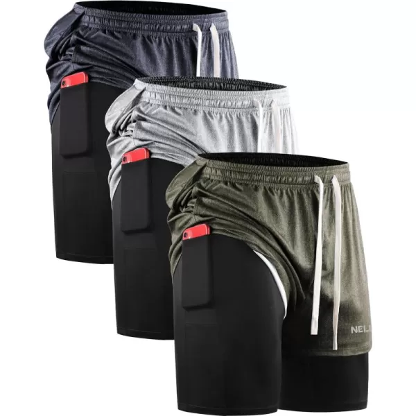 6071 Dark Grey(black),olive Green,light Grey,3 Pack