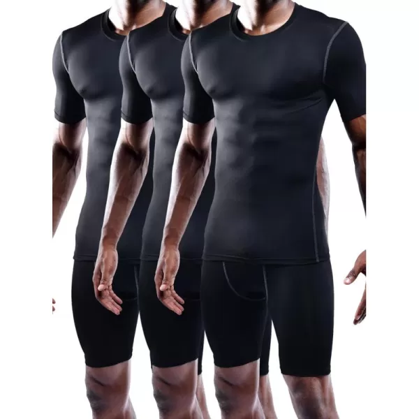 NELEUS Men's 3 Pack Athletic Compression Base Layer Workout Shirt