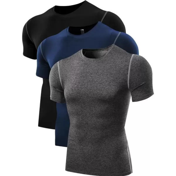 NELEUS Men's 3 Pack Athletic Compression Base Layer Workout Shirt