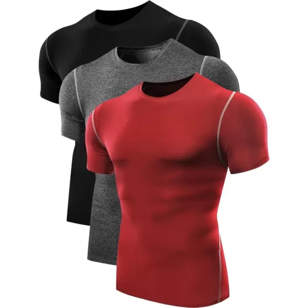 NELEUS Men's 3 Pack Athletic Compression Base Layer Workout Shirt