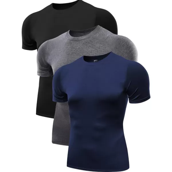 NELEUS Men's 3 Pack Athletic Compression Base Layer Workout Shirt