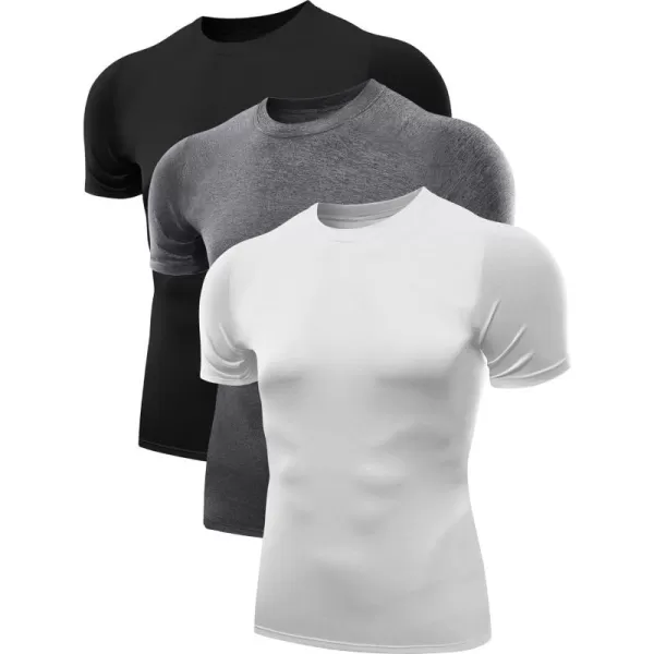 NELEUS Men's 3 Pack Athletic Compression Base Layer Workout Shirt