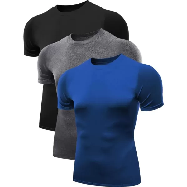 NELEUS Men's 3 Pack Athletic Compression Base Layer Workout Shirt