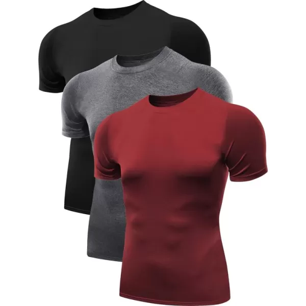 NELEUS Men's 3 Pack Athletic Compression Base Layer Workout Shirt