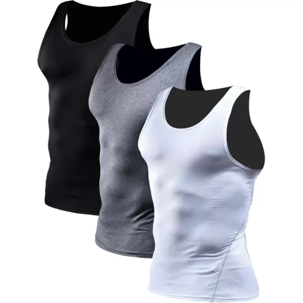NELEUS Men's 3 Pack Athletic Compression Under Base Layer Sport Tank Top