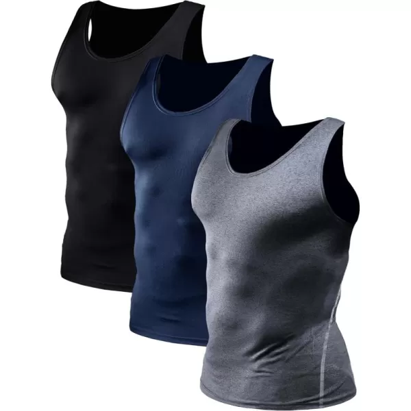 NELEUS Men's 3 Pack Athletic Compression Under Base Layer Sport Tank Top