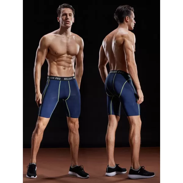 NELEUS Men's 3 Pack Compression Shorts