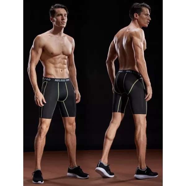 NELEUS Men's 3 Pack Compression Shorts