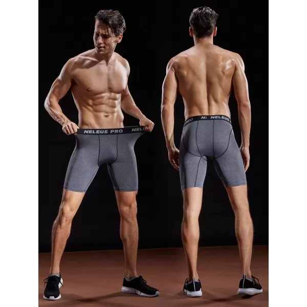 NELEUS Men's 3 Pack Compression Shorts