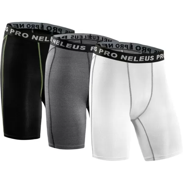 NELEUS Men's 3 Pack Compression Shorts