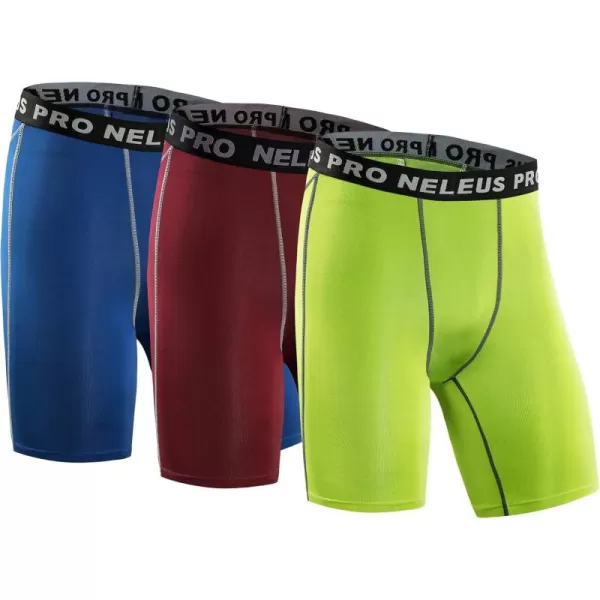 NELEUS Men's 3 Pack Compression Shorts